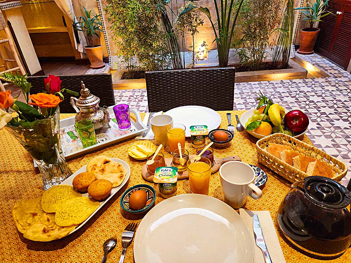 Le petit-déjeuner du Riad Mumtaz à Marrakech